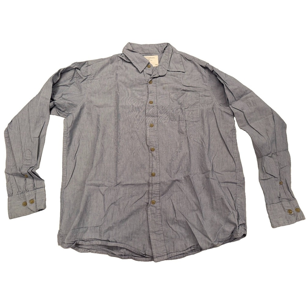 Wrangler Jeans Co Shirt Men's Large Blue White Stripe Cotton Western Workwear